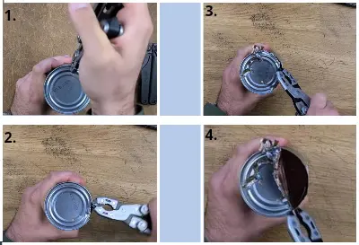 how to open a can with the help of pliers 