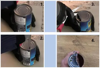 how to open a can with the help of scissors 