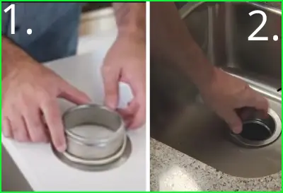 A man applying plumber putty on sink flange for installing garbage disposal 